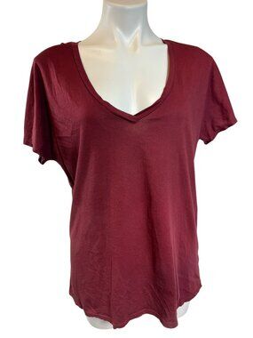 American Apparel V Neck Tee Womens Large Burgundy Short Sleeve Soft T Shirt L